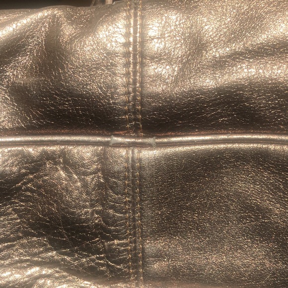 BULGA Shoulder Quality Leather Bag! Metallic Brass Color! Multiple Compartments! - Picture 16 of 16